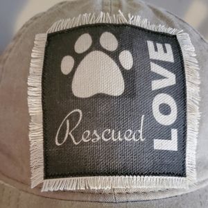 Rescued Love pawprint acid washed khaki hat